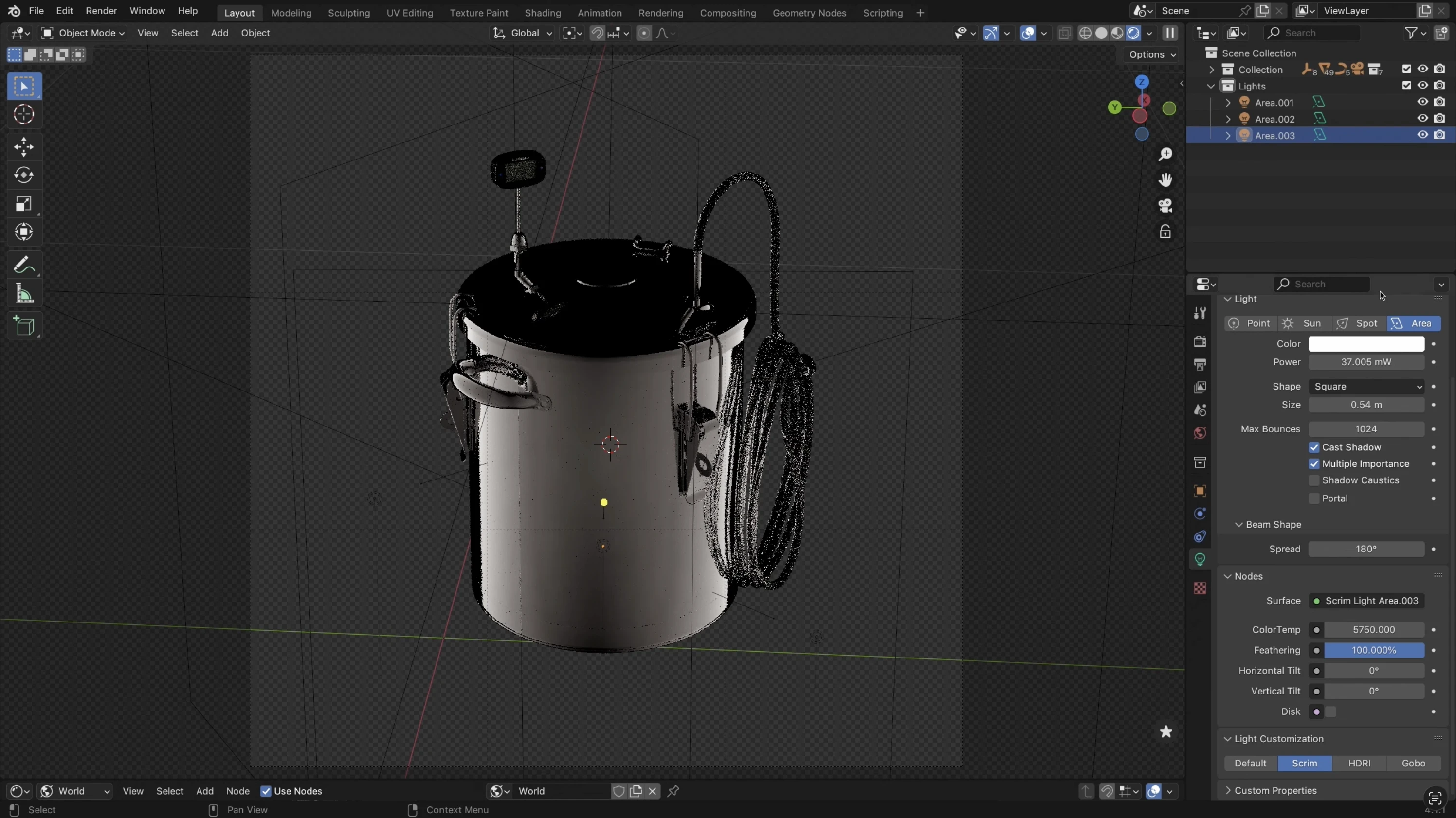 Fill light — inverted gradient on opposite side