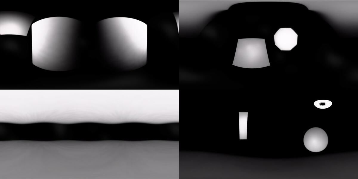 Studio 360 HDRI preview — softboxes, cylindrical lights, octaboxes, and various modifiers