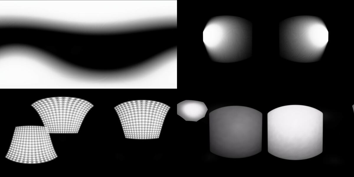 Studio 360 HDRI preview — LED panel arrays, octaboxes, and cylindrical softboxes